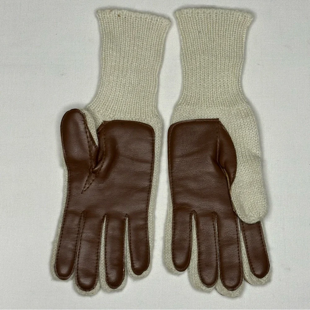 Vintage Knit & Faux Leather Driving Gloves